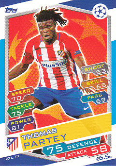 Thomas Partey Atletico Madrid 2016/17 Topps Match Attax CL #ATL13